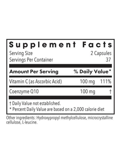 Allergy Research Group CoQ10 50mg -- coenzyme Q10, vitamin C - Back