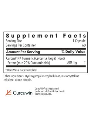 Allergy Research Group CurCuWIN 500 -- curcumin supplement, bioavailable curcumin. - Back