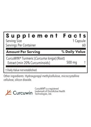 Allergy Research Group CurCuWIN 500 -- curcumin supplement, bioavailable curcumin. - Back