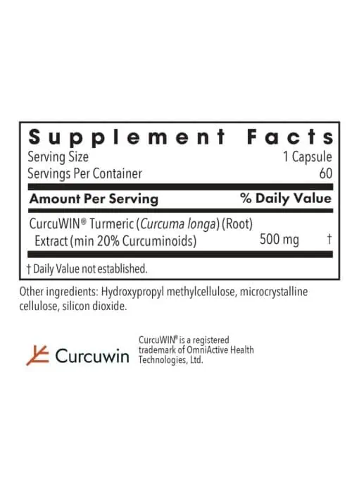 Allergy Research Group CurCuWIN 500 -- curcumin supplement, bioavailable curcumin. - Back