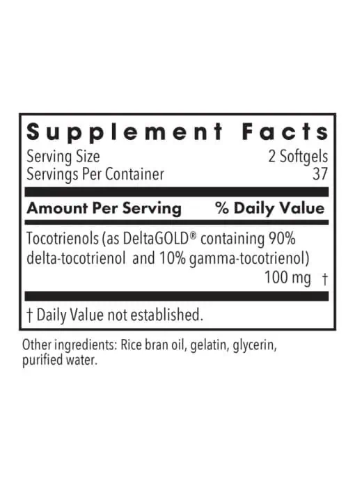 Allergy Research Group Delta-Fraction Tocotrienols 50mg -- tocotrienols, antioxidant support. - Back