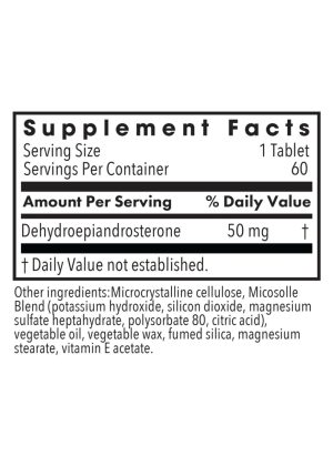 Allergy Research Group DHEA 50mg Micronized Lipid Matrix -- DHEA support, hormone balance. - Back