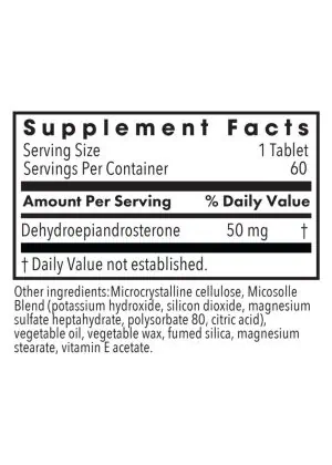 Allergy Research Group DHEA 50mg Micronized Lipid Matrix -- DHEA support, hormone balance. - Back