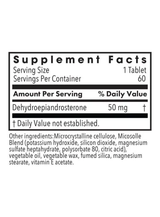 Allergy Research Group DHEA 50mg Micronized Lipid Matrix -- DHEA support, hormone balance. - Back