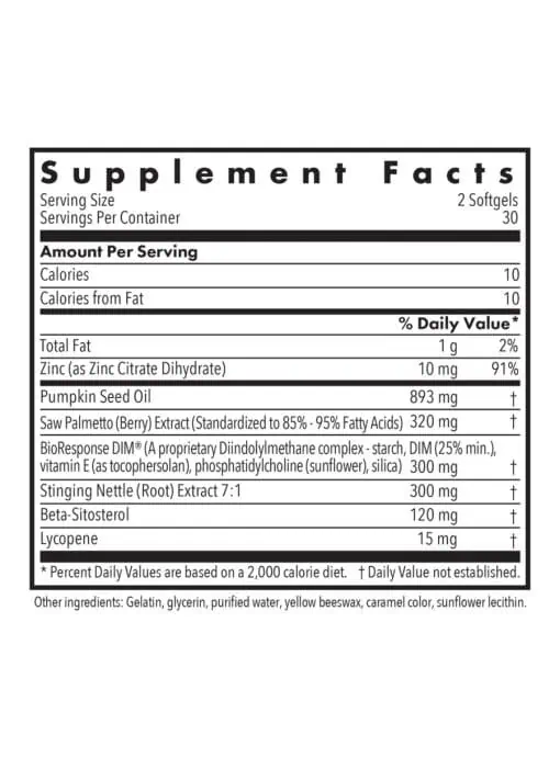 Allergy Research Group DIM Palmetto Detox Formula -- hormone detox, prostate support. - Back