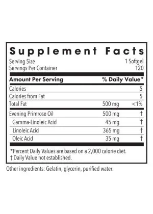 Allergy Research Group EPO-Evening Primrose Oil -- evening primrose oil, GLA supplement. - Back