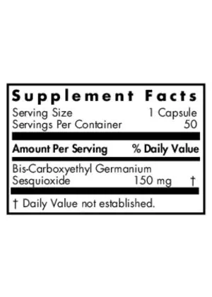 Allergy Research Group Germanium (Organic) 150mg -- organic germanium, dietary supplement. - Back