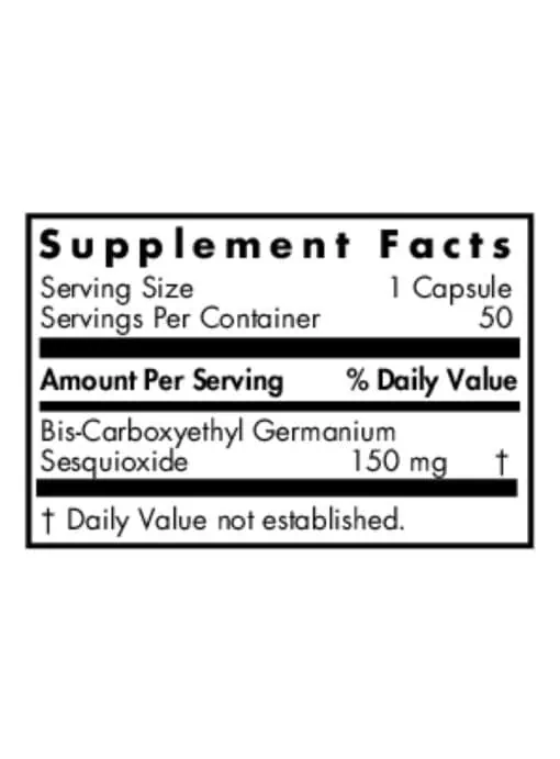 Allergy Research Group Germanium (Organic) 150mg -- organic germanium, dietary supplement. - Back