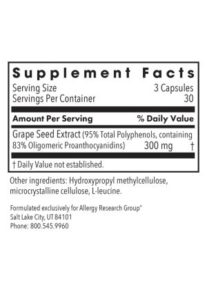 Allergy Research Group Grape Pips 100mg -- grape seed extract, antioxidant support. - Back
