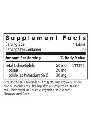 Allergy Research Group Iodoral 50 mg High Potency Iodine -- iodine supplement, thyroid support. - Back
