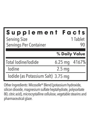 Allergy Research Group Iodoral(R) 6.25mg -- iodine supplement, thyroid support. - Back
