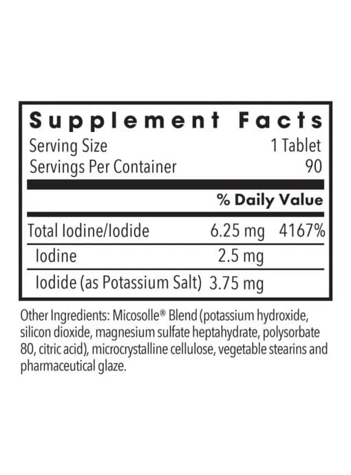 Allergy Research Group Iodoral(R) 6.25mg -- iodine supplement, thyroid support. - Back