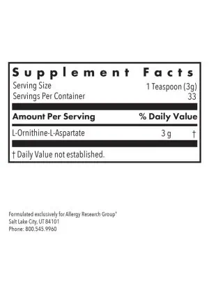 Allergy Research Group L-Ornithine-L-Aspartate -- liver support, metabolic health. - Back