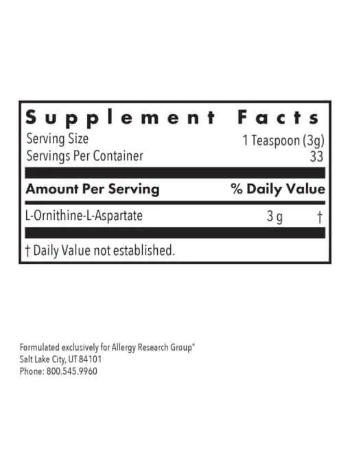 Allergy Research Group L-Ornithine-L-Aspartate -- liver support, metabolic health. - Back
