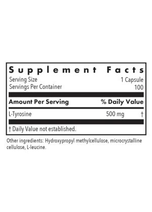 Allergy Research Group L-Tyrosine 500mg -- amino acid supplement, neurotransmitter support. - Back