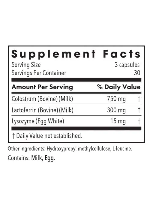 Allergy Research Group Laktoferrin w/ Colostrum -- lactoferrin, colostrum - Back