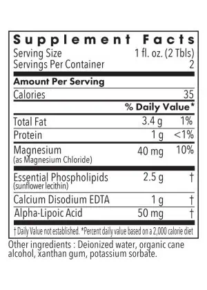 Allergy Research Group LipoPhos(R) EDTA -- liposomal phospholipids, sodium EDTA. - Back