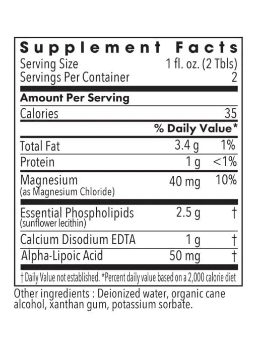 Allergy Research Group LipoPhos(R) EDTA -- liposomal phospholipids, sodium EDTA. - Back
