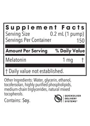 Allergy Research Group Liposomal Melatonin -- melatonin supplement, sleep aid. - Back