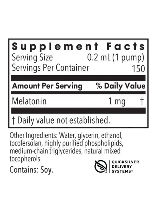 Allergy Research Group Liposomal Melatonin -- melatonin supplement, sleep aid. - Back