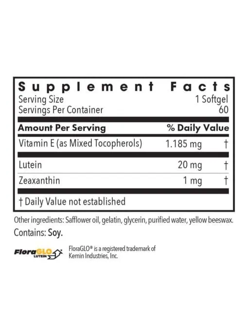 Allergy Research Group Lutein 20mg -- lutein supplement, eye health. - Back