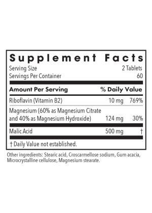 Allergy Research Group Magnesium Malate Forte -- magnesium supplement, energy support. - Back