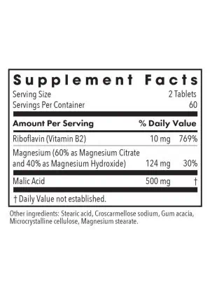 Allergy Research Group Magnesium Malate Forte -- magnesium supplement, energy support. - Back