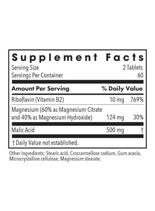 Allergy Research Group Magnesium Malate Forte -- magnesium supplement, energy support. - Back