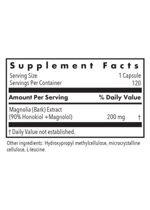 Allergy Research Group Magnolia Extract Honokiol + Magnolol 90% -- magnolia extract, dietary supplement. - Back