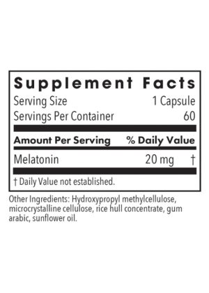 Allergy Research Group Melatonin 20mg -- sleep support, antioxidant properties. - Back