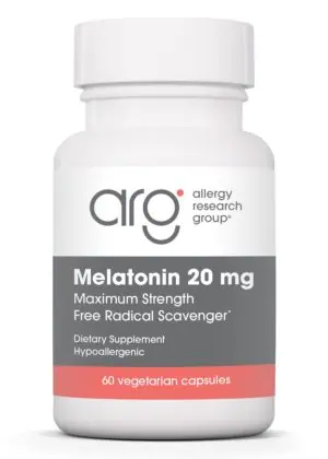Allergy Research Group Melatonin 20mg -- sleep support, antioxidant properties.