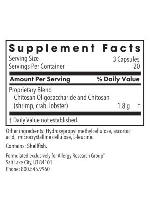 Allergy Research Group MicroChitosan 650mg -- chitosan oligosaccharide, dietary supplement. - Back