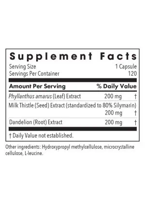 Allergy Research Group Milk Thistle Plus -- liver support, herbal extract. - Back
