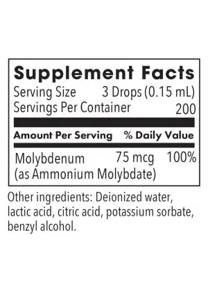 Allergy Research Group Molybdenum (Liquid) -- molybdenum supplement, liquid form - Back