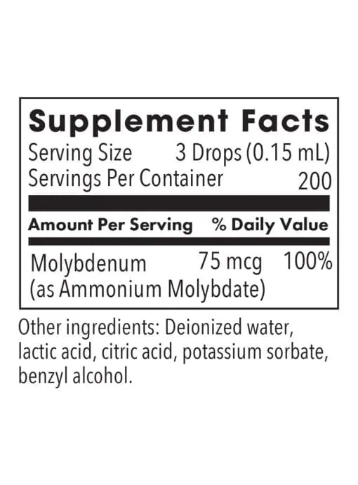 Allergy Research Group Molybdenum (Liquid) -- molybdenum supplement, liquid form - Back
