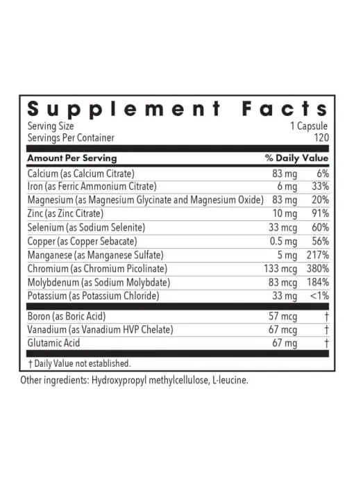 Allergy Research Group MultiMin -- mineral supplement, dietary minerals. - Back