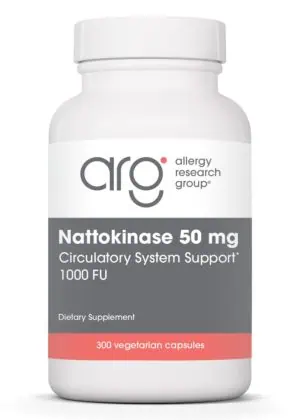 Allergy Research Group Nattokinase 50 mg NSK-SD(R) -- natural fibrinolytic support, cardiovascular health.