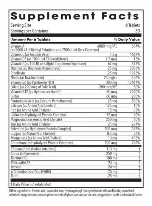 Allergy Research Group Optivite(R) -- multivitamin, PMS support. - Back