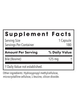 Allergy Research Group Ox Bile 125 mg Digest -- bile salts, fat digestion. - Back