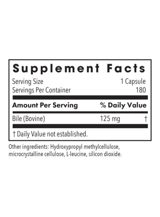 Allergy Research Group Ox Bile 125 mg Digest -- bile salts, fat digestion. - Back