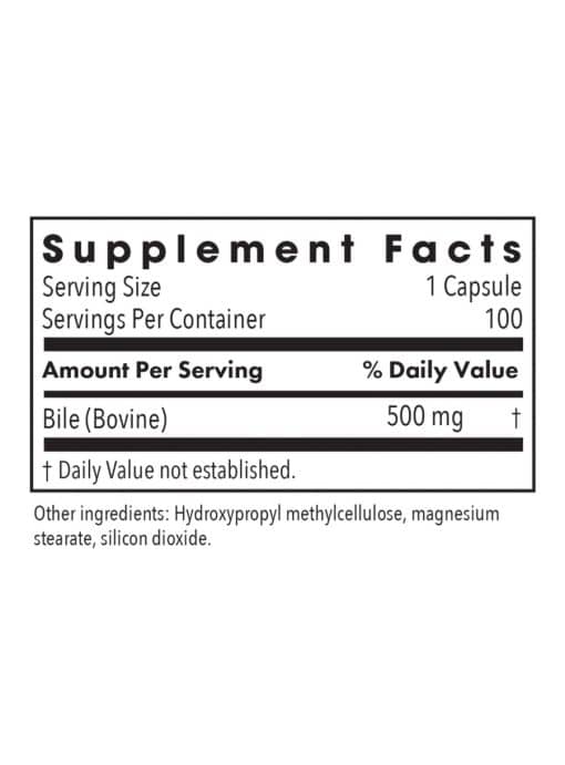 Allergy Research Group Ox Bile 500 mg Digest -- bile salts, fat digestion. - Back