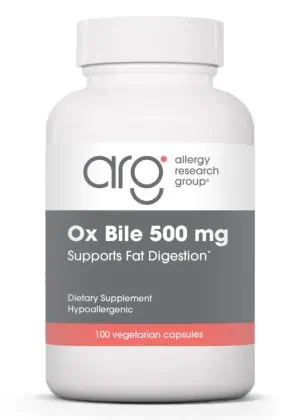 Allergy Research Group Ox Bile 500 mg Digest -- bile salts, fat digestion.