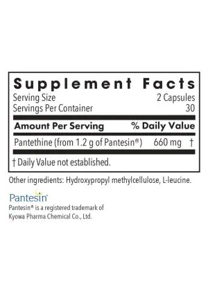 Allergy Research Group Pantethine 330mg -- pantethine supplement, cholesterol support. - Back
