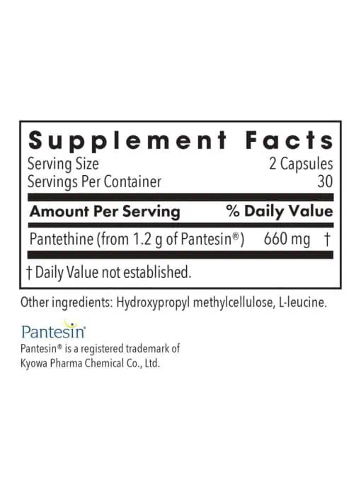 Allergy Research Group Pantethine 330mg -- pantethine supplement, cholesterol support. - Back