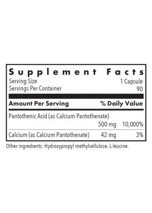 Allergy Research Group Pantothenic Acid -- vitamin B5, energy metabolism. - Back