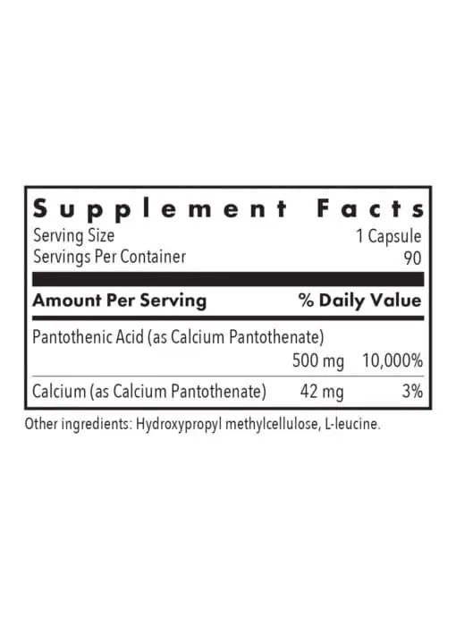 Allergy Research Group Pantothenic Acid -- vitamin B5, energy metabolism. - Back