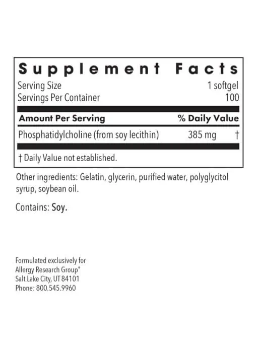 Allergy Research Group Phosphatidylcholine 385mg -- phosphatidylcholine, brain health. - Back