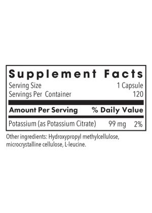 Allergy Research Group Potassium Citrate -- potassium supplement, dietary mineral. - Back