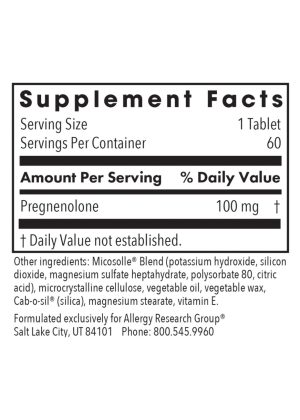 Allergy Research Group Pregnenolone 100 Hormone Support -- hormone support, cognitive function - Back