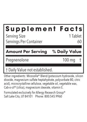 Allergy Research Group Pregnenolone 100 Hormone Support -- hormone support, cognitive function - Back